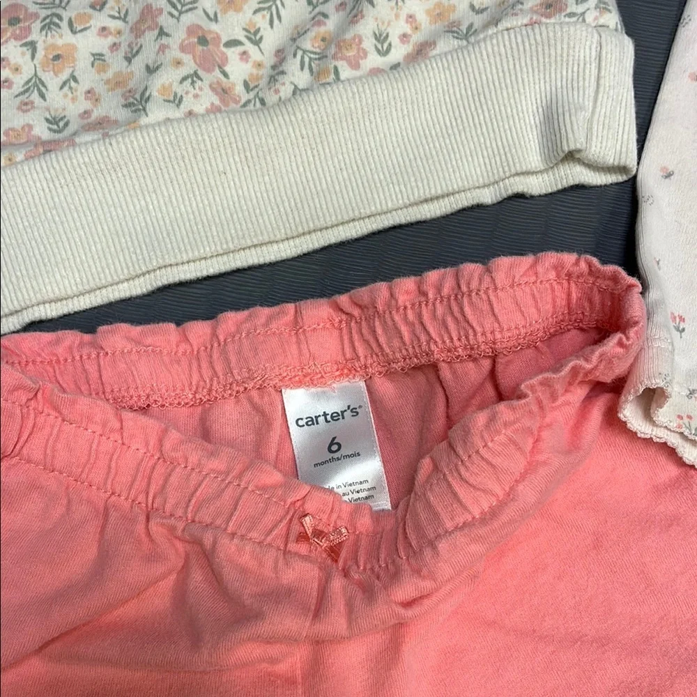 Carter's Coral Pink Pants with Floral Tops Set
